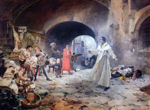 "El padre Jofre protegiendo a un loco" Joaquin Sorolla y Bastida. 1887
